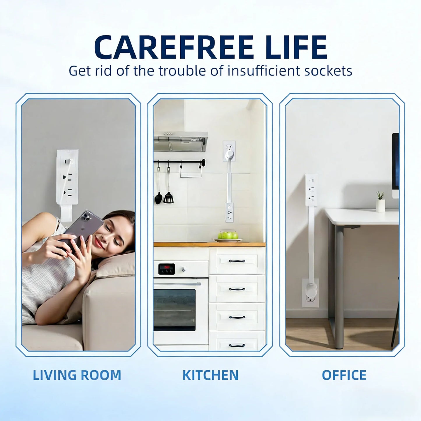 🎁 Save up to 50%💡Outlet Electrical Outlet Extender & 2 AC Outlets Extendable 43-62cm Rotatable 180° for Couches Desks Nightstands