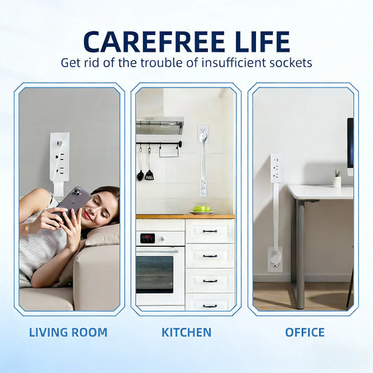 🎁 Save up to 50%💡Outlet Electrical Outlet Extender & 2 AC Outlets Extendable 43-62cm Rotatable 180° for Couches Desks Nightstands