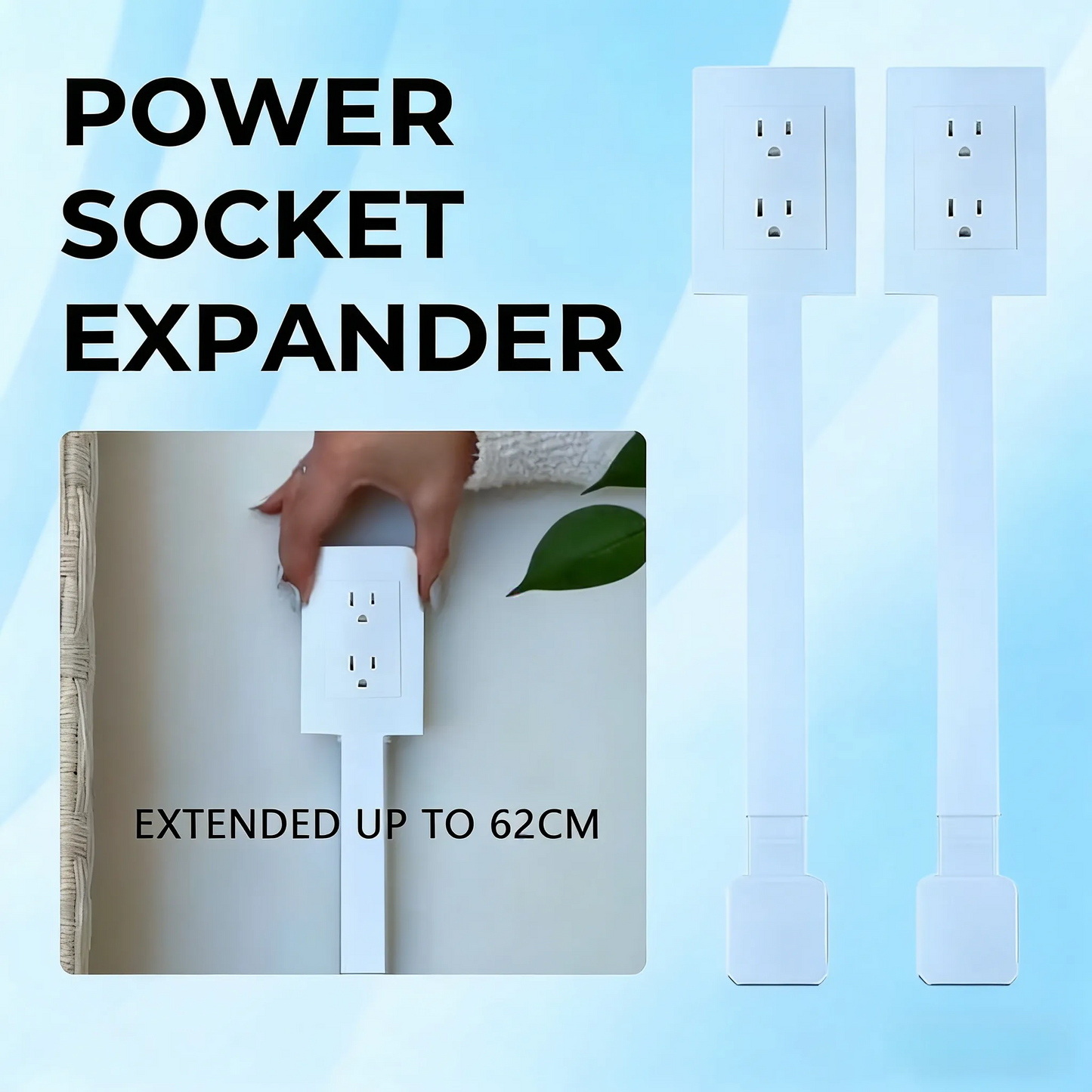 🎁 Save up to 50%💡Outlet Electrical Outlet Extender & 2 AC Outlets Extendable 43-62cm Rotatable 180° for Couches Desks Nightstands